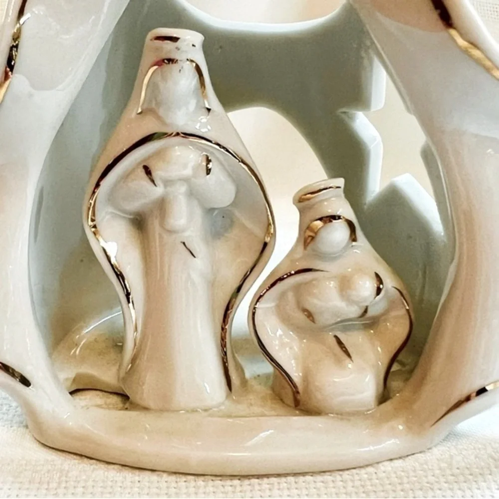 Nativity Tea Candle‎ Votive Holder EUC